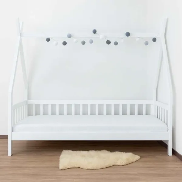 Pat pentru copii Mobicasa Alice 80 x 160 cm / Lemn / White photo 3 Pat pentru copii Mobicasa Alice 80 x 160 cm / Lemn / White photo 3