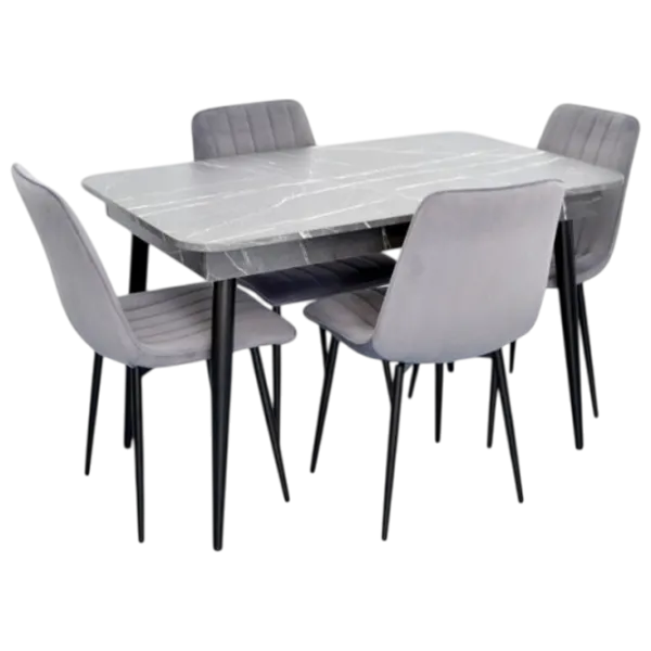 Set masă și scaune Evelin DT 431-3R B + 4 XR-154B Dreptunghiulară / PAL / Gray photo 1