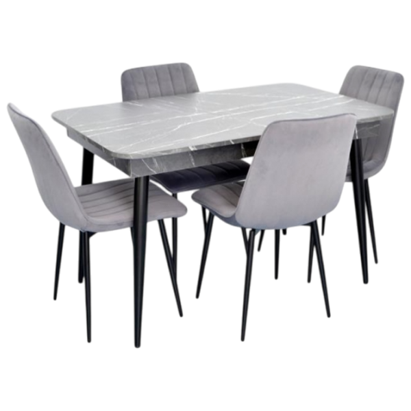 Set masă și scaune Evelin DT 431-3R B + 4 XR-154B Dreptunghiulară / PAL / Gray photo 1