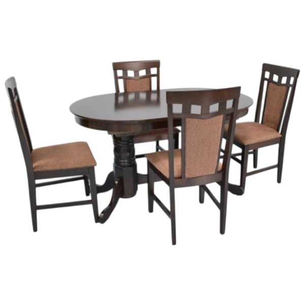 Set masă și scaune Evelin HV-31N + 4 F-789 Ovală / PAL / Chocolate photo 1