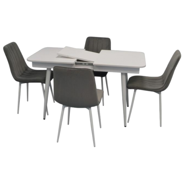 Set masă și scaune Evelin 431-1R WH + 4 XR-154 Dreptunghiulară / PAL / Gray photo 1