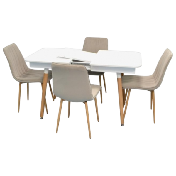 Set masă și scaune Evelin DT 431-1R Wo + 4 XR-154 Dreptunghiulară / PAL / Beige photo 1