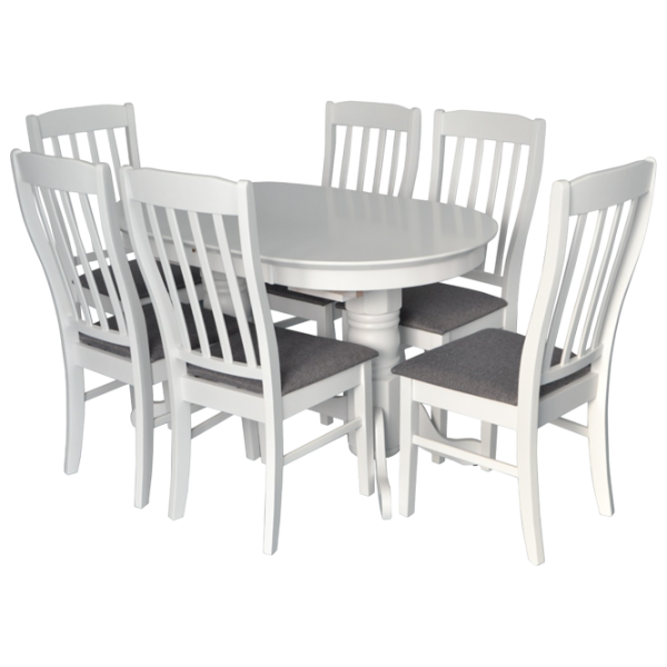 Set masă și scaune Evelin HV-31N + 6 NV-10WP Ovală / PAL / Gray photo 1