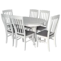 Обеденные стол со стульями Evelin HV-31N + 6 NV-10WP Овальная / ДСП / Серый