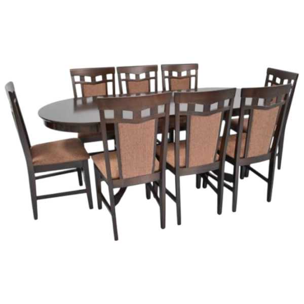 Set masă și scaune Evelin HV-31N + 8 F-789 Ovală / PAL / Chocolate photo 1