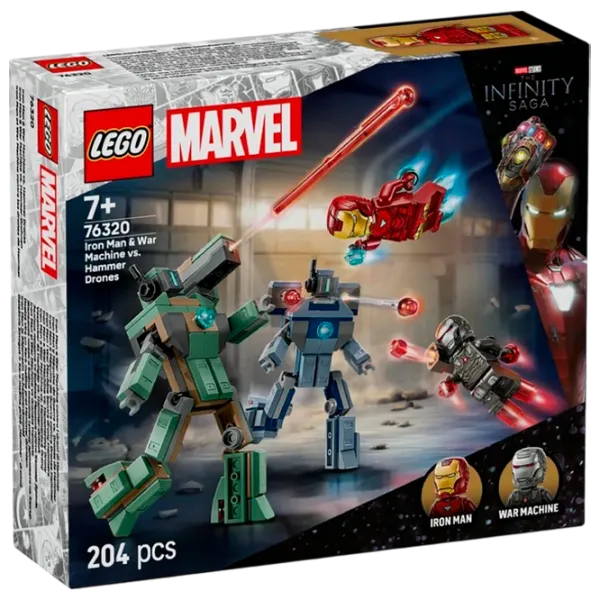 Constructor LEGO Iron Man & War Machine vs. Hammer Drones Scenă din film/ Multicolor photo 1