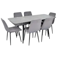 Set masă și scaune Evelin 432-3R B + 6 XR-154B Dreptunghiulară / PAL / Gray