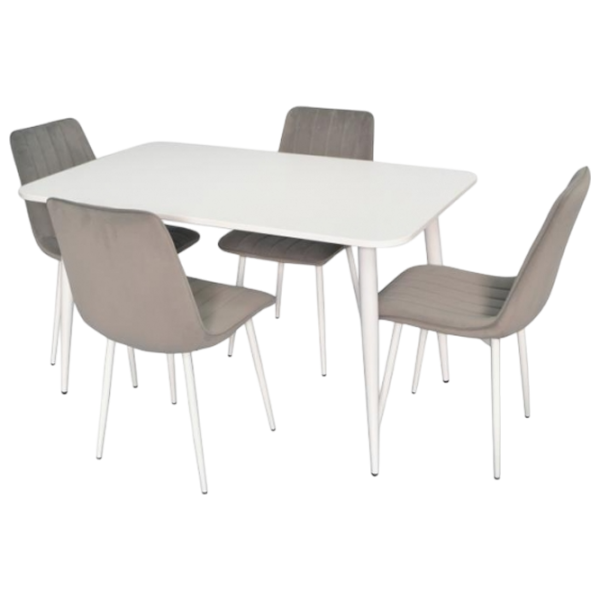 Set masă și scaune Evelin 405-4WH + 4 XR-154 Dreptunghiulară / PAL / Gray photo 1