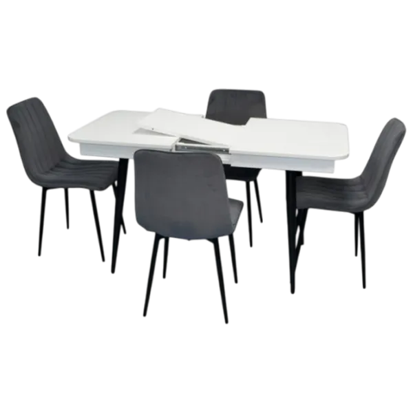 Set masă și scaune Evelin 432-1R B + 4 XR-154B Dreptunghiulară / PAL / Gray photo 1