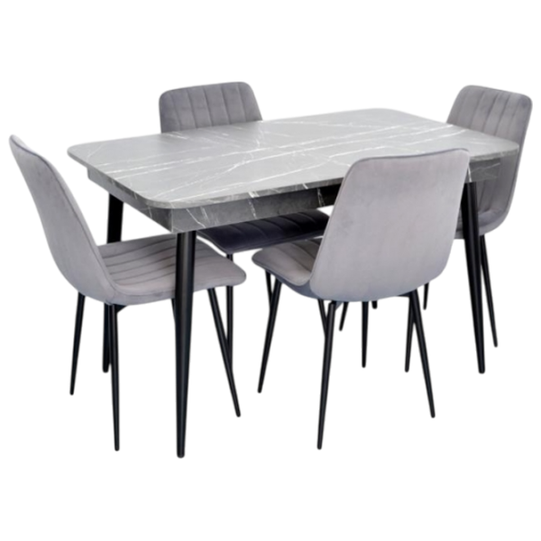 Set masă și scaune Evelin 432-3R B + 4 XR-154B Dreptunghiulară / PAL / Gray photo 1