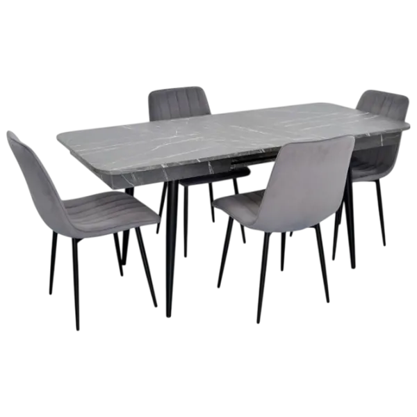 Set masă și scaune Evelin 432-3R B + 4 XR-154B Dreptunghiulară / PAL / Gray photo 2