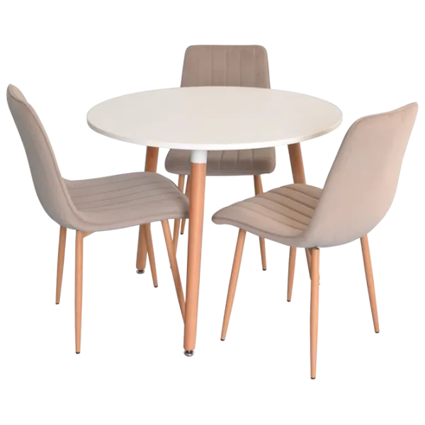 Set masă și scaune Evelin 404-1 + 3 XR-154WO Rotundă / PAL / Beige photo 1