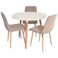 Обеденные стол со стульями Evelin 404-1 + 3 XR-154WO Круглая / ДСП / Бежевый