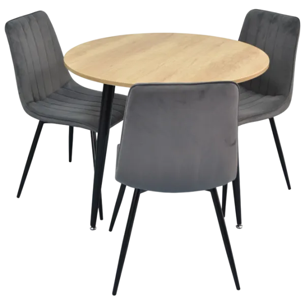 Set masă și scaune Evelin 404-2B + 3 XR-154B Rotundă / PAL / Gray photo 1