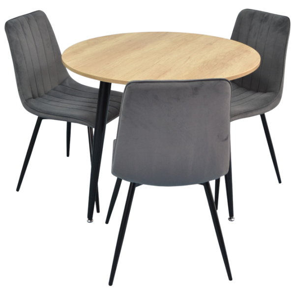 Set masă și scaune Evelin 404-2B + 3 XR-154B Rotundă / PAL / Gray photo 1