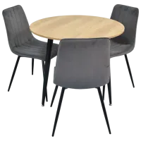 Обеденные стол со стульями Evelin 404-2B + 3 XR-154B Круглая / ДСП / Серый