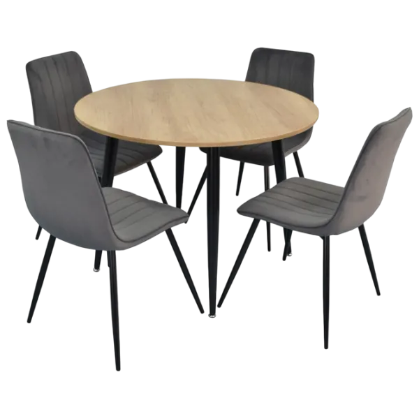 Set masă și scaune Evelin 402-2B + 4 XR-154B Rotundă / PAL / Gray photo 1