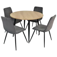 Обеденные стол со стульями Evelin 402-2B + 4 XR-154B Круглая / ДСП / Серый