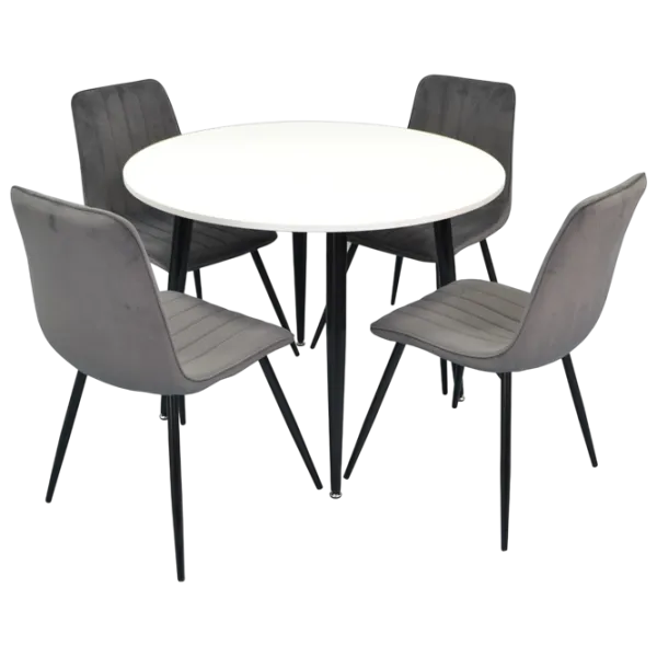 Set masă și scaune Evelin 402-3B + 4 XR-154B Rotundă / PAL / Dark Gray photo 1