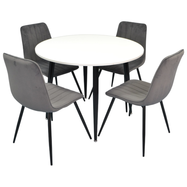 Set masă și scaune Evelin 402-3B + 4 XR-154B Rotundă / PAL / Dark Gray photo 1