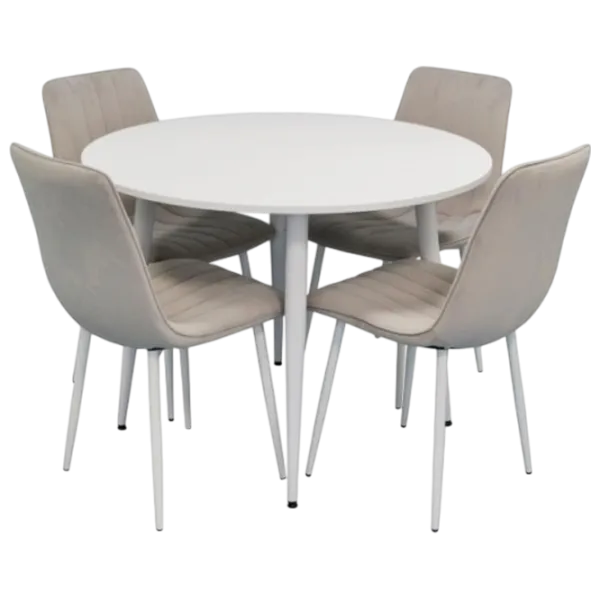 Set masă și scaune Evelin 402-5WH + 4 XR-154 Rotundă / PAL / Light Gray photo 1