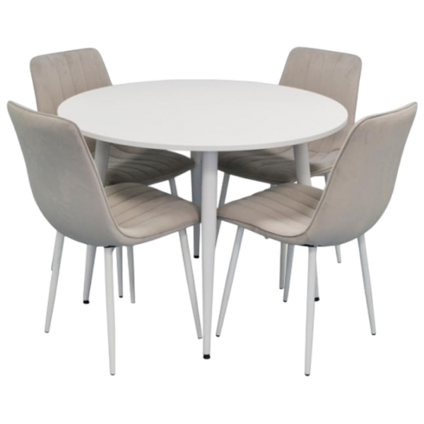 Set masă și scaune Evelin 402-5WH + 4 XR-154 Rotundă / PAL / Light Gray photo 1