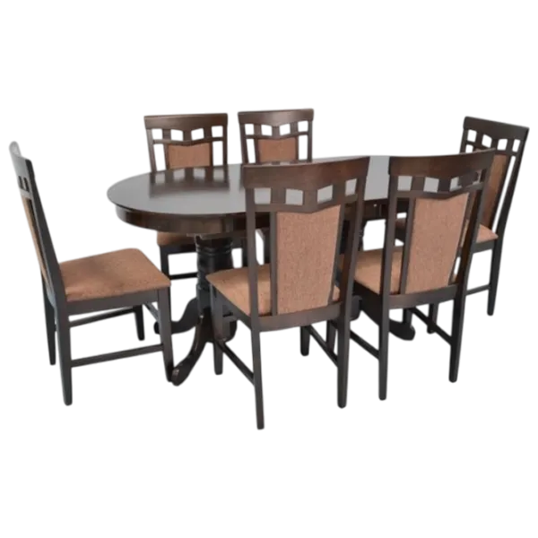 Set masă și scaune Evelin HV-31N + F-789 Ovală / PAL / Chocolate photo 1