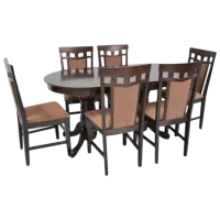 Set masă și scaune Evelin HV-31N + F-789 Ovală / PAL / Chocolate