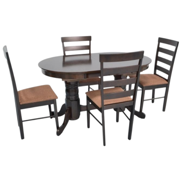 Set masă și scaune Evelin HV-31N + 4 Gloria F-789 Ovală / PAL / Chocolate photo 1