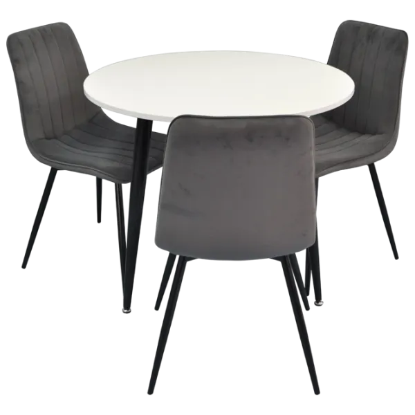 Set masă și scaune Evelin 404-3 + 3 XR-154B Rotundă / PAL / Dark Gray photo 1