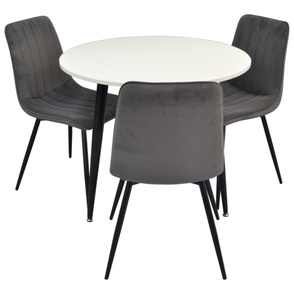 Set masă și scaune Evelin 404-3 + 3 XR-154B Rotundă / PAL / Dark Gray photo 1