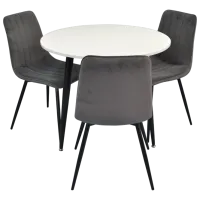 Обеденные стол со стульями Evelin 404-3 + 3 XR-154B Круглая / ДСП / Тёмно-серый