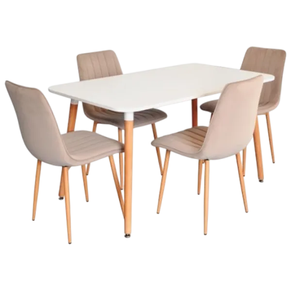 Set masă și scaune Evelin 405-1WO + 4 XR-154 WO Dreptunghiulară / PAL / Light Beige photo 1