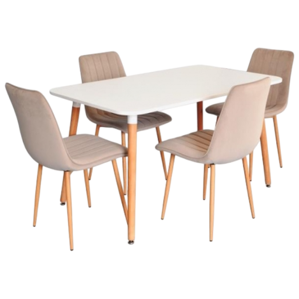 Set masă și scaune Evelin 405-1WO + 4 XR-154 WO Dreptunghiulară / PAL / Light Beige photo 1