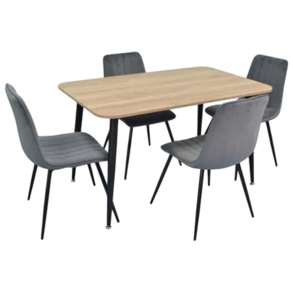 Set masă și scaune Evelin 405-2B + 4 XR-154B Dreptunghiulară / PAL / Dark Gray photo 1