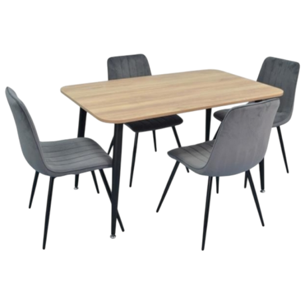 Set masă și scaune Evelin 405-2B + 4 XR-154B Dreptunghiulară / PAL / Dark Gray photo 1