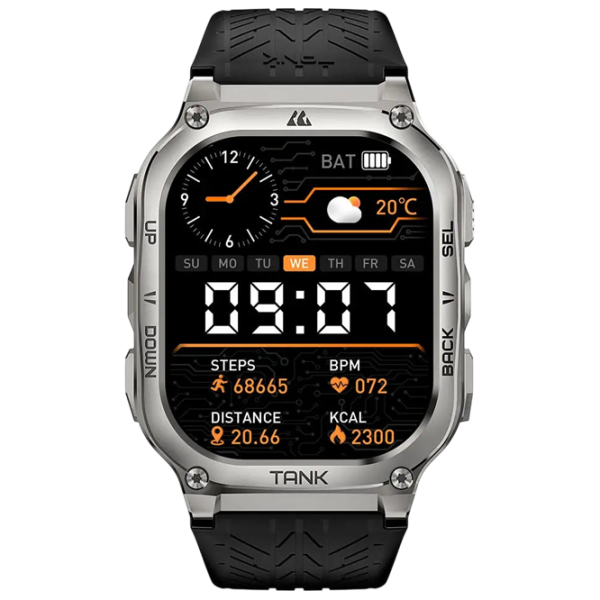 Ceas inteligent Kospet Tank M3 1.96" / / Silver - Black / photo 2