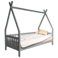 Pat pentru copii Mobicasa Alice 90 x 200 cm / Lemn / Gray