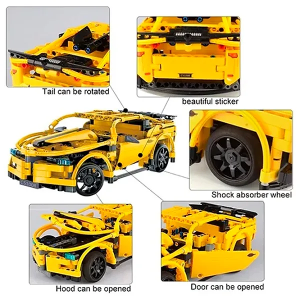 Конструктор с радиоуправлением CaDa Chevrolet Camaro Автомобиль/ Желтый photo 5
