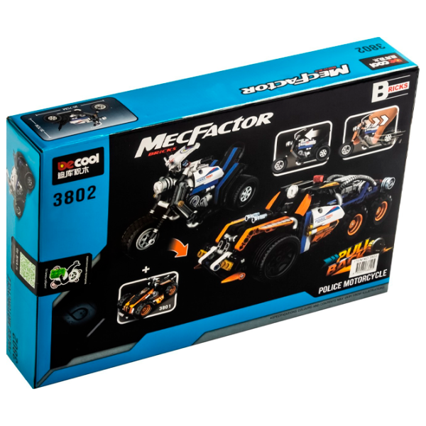 Constructor DeCool Pull Back Police Motorbike Motocicletă/ Black photo 2