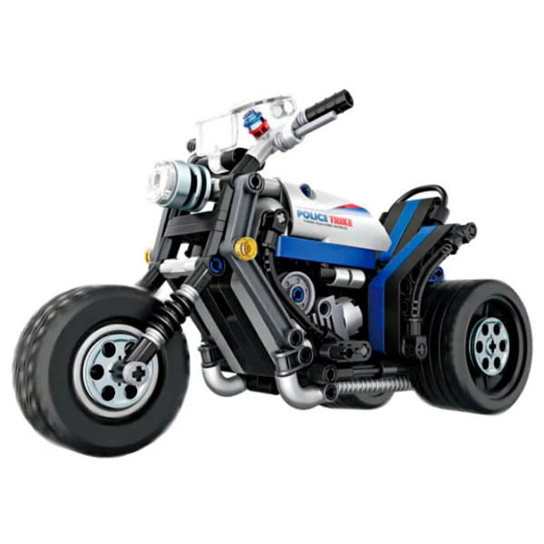 Constructor DeCool Pull Back Police Motorbike Motocicletă/ Black photo 3