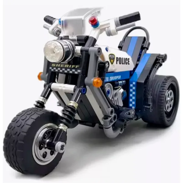 Constructor DeCool Pull Back Police Motorbike Motocicletă/ Black photo 5