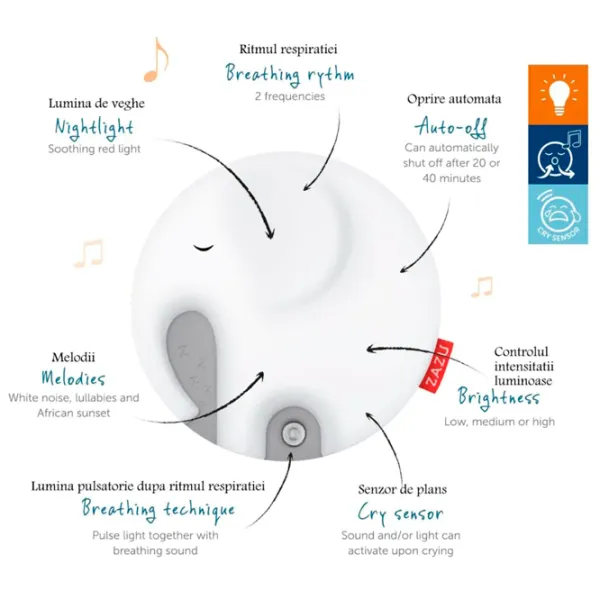 Lampă de veghe Zazu EMMY White / Baterie photo 3