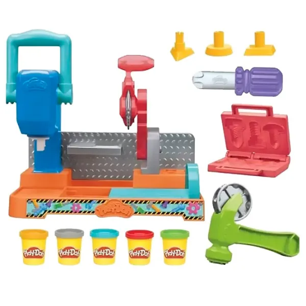 Набор пластилина Play-Doh Stamp & Saw Tool Bench Разноцветный / 3+ photo 1