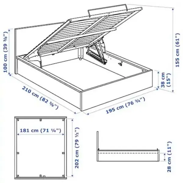 Кровать Ikea Malm 180 x 200 см / Массив / Черно-Коричневый photo 7