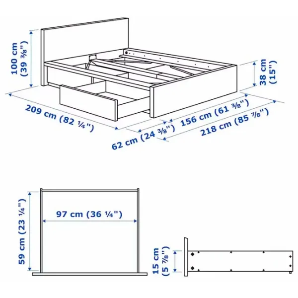 Pat Ikea Malm/Luroy 4 180 x 200 cm / Furnir / Black-Brown photo 8
