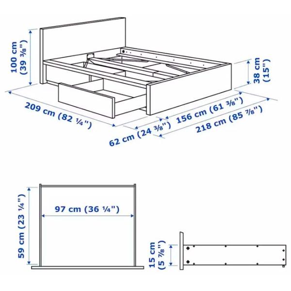 Pat Ikea Malm/Luroy 4 180 x 200 cm / Furnir / Black-Brown photo 8