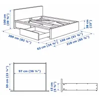 Кровать Ikea Malm/Luroy 4 180 x 200 см / Шпон / Черно-Коричневый photo 8