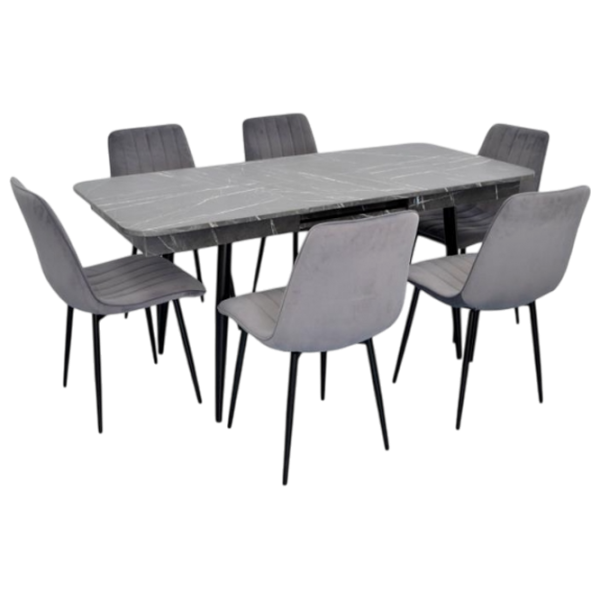 Set masă și scaune Evelin DT 431-3R B + 6 XR-154B Dreptunghiulară / PAL / Gray photo 1