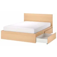 Кровать Ikea Malm/Luroy 4 160 x 200 см / Шпон / Дубовый шпон беленый